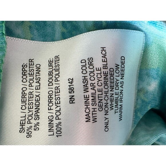 Maggy London Maxi Dress Womens 10P Green Teal Leaf Print Keyhole - Picture 6 of 6